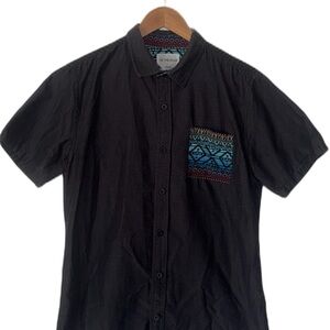 Men's Black Shirt with Blue Pattern by On the Byas